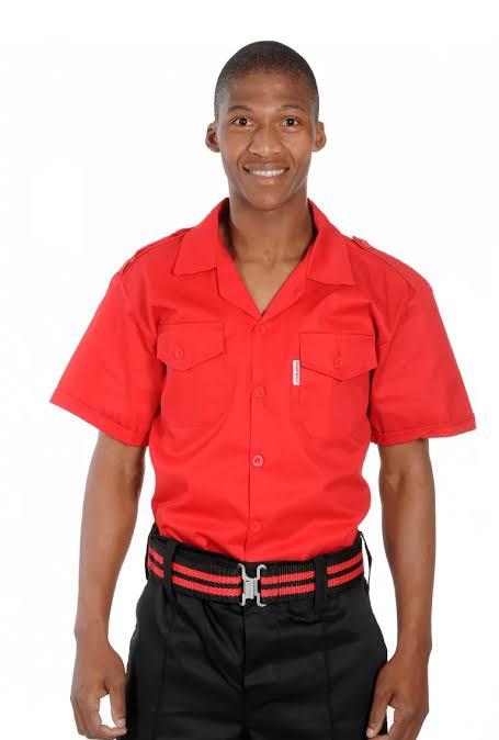 Warlike red uniform shirt with belt